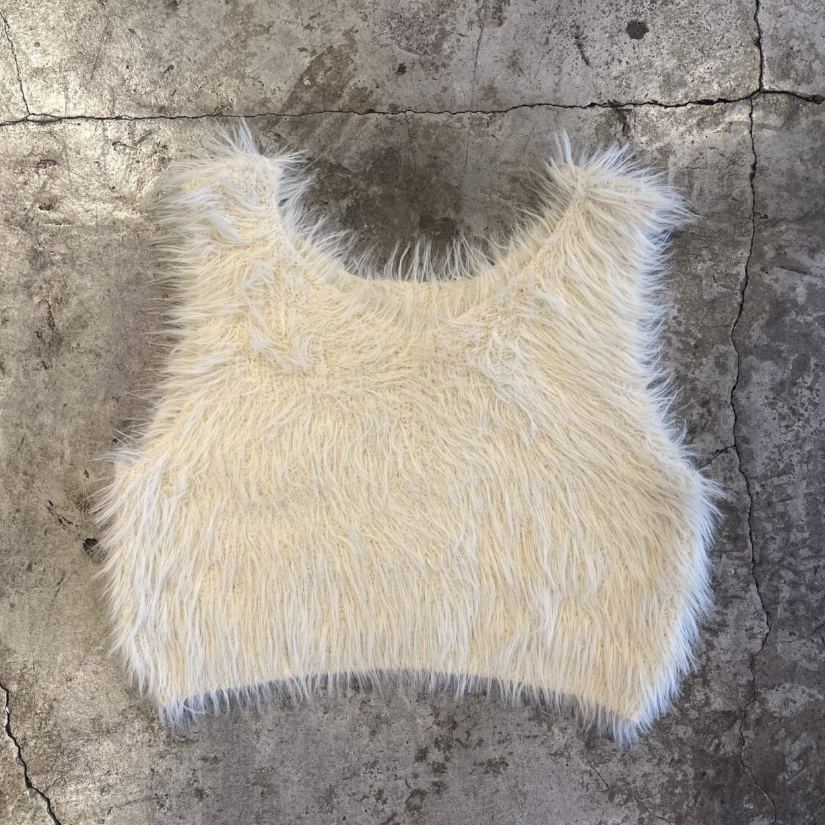 画像2: ALL OVER SHAGGY IVORY COLOR DESIGN VEST / Ladies M (2)