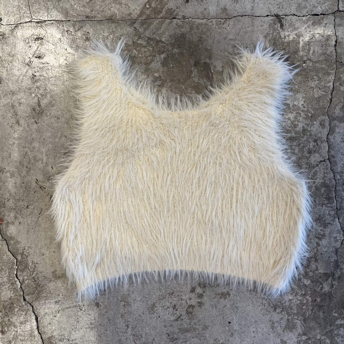 画像1: ALL OVER SHAGGY IVORY COLOR DESIGN VEST / Ladies M (1)