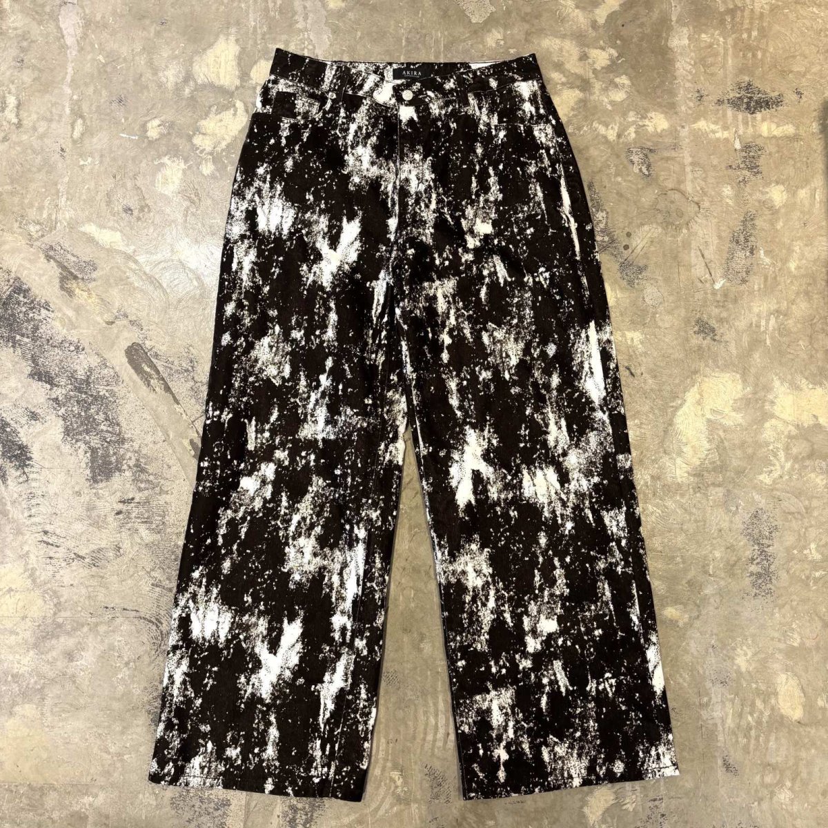 画像1: BICOLOR PATTERN WIDE SILHOUETTE VELOUR PANTS / W34 (1)
