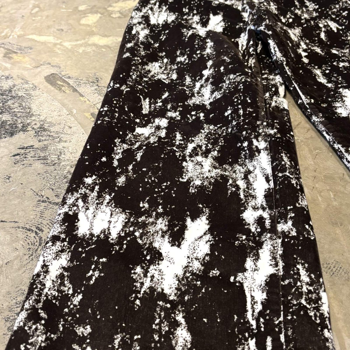 画像7: BICOLOR PATTERN WIDE SILHOUETTE VELOUR PANTS / W34 (7)