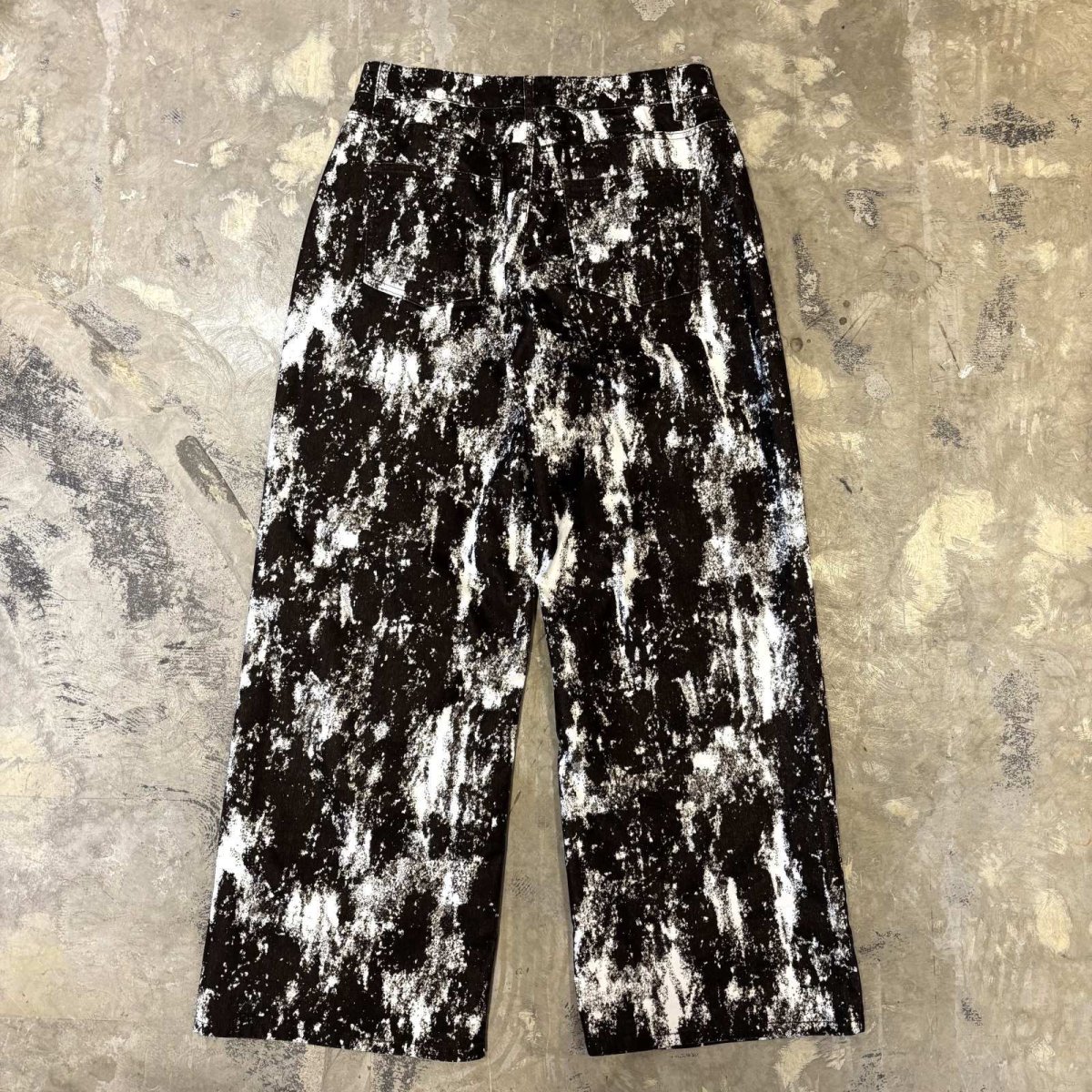 画像2: BICOLOR PATTERN WIDE SILHOUETTE VELOUR PANTS / W34 (2)