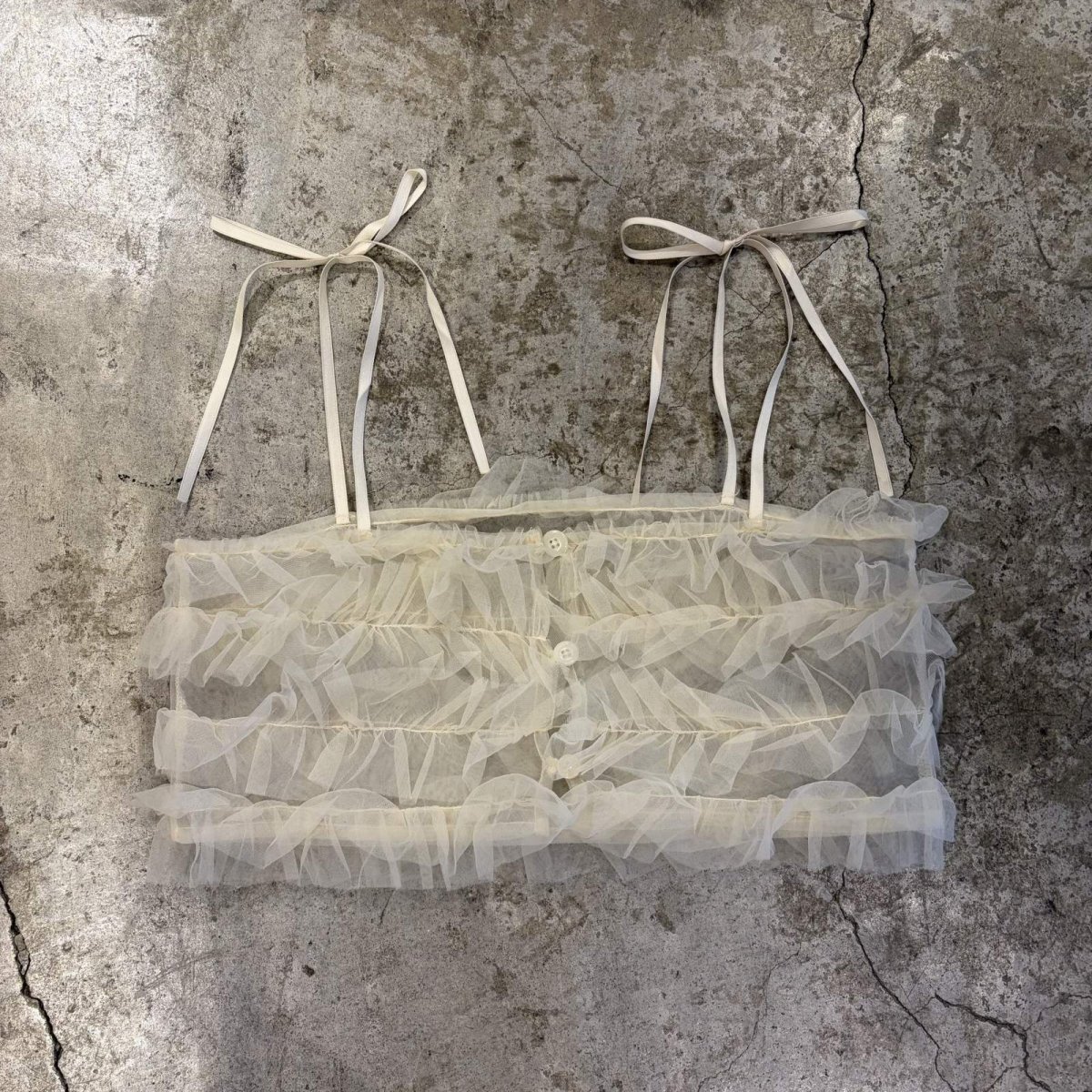 画像2: IVORY COLOR TULLE DESIGN TIERED CAMISOLE / FREE (2)