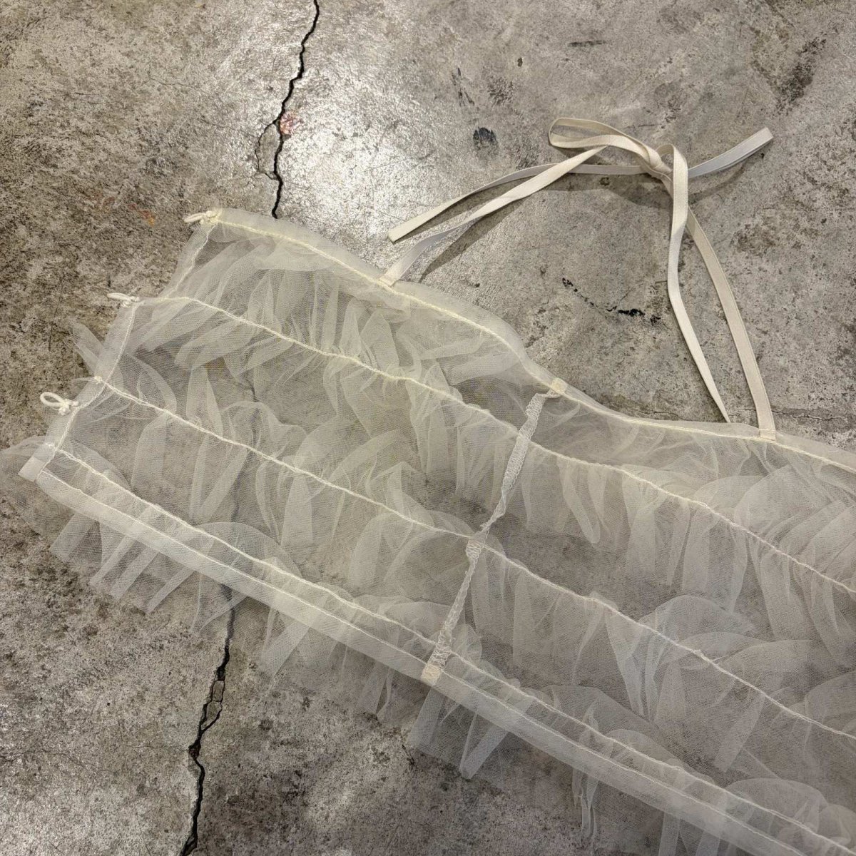 画像7: IVORY COLOR TULLE DESIGN TIERED CAMISOLE / FREE (7)