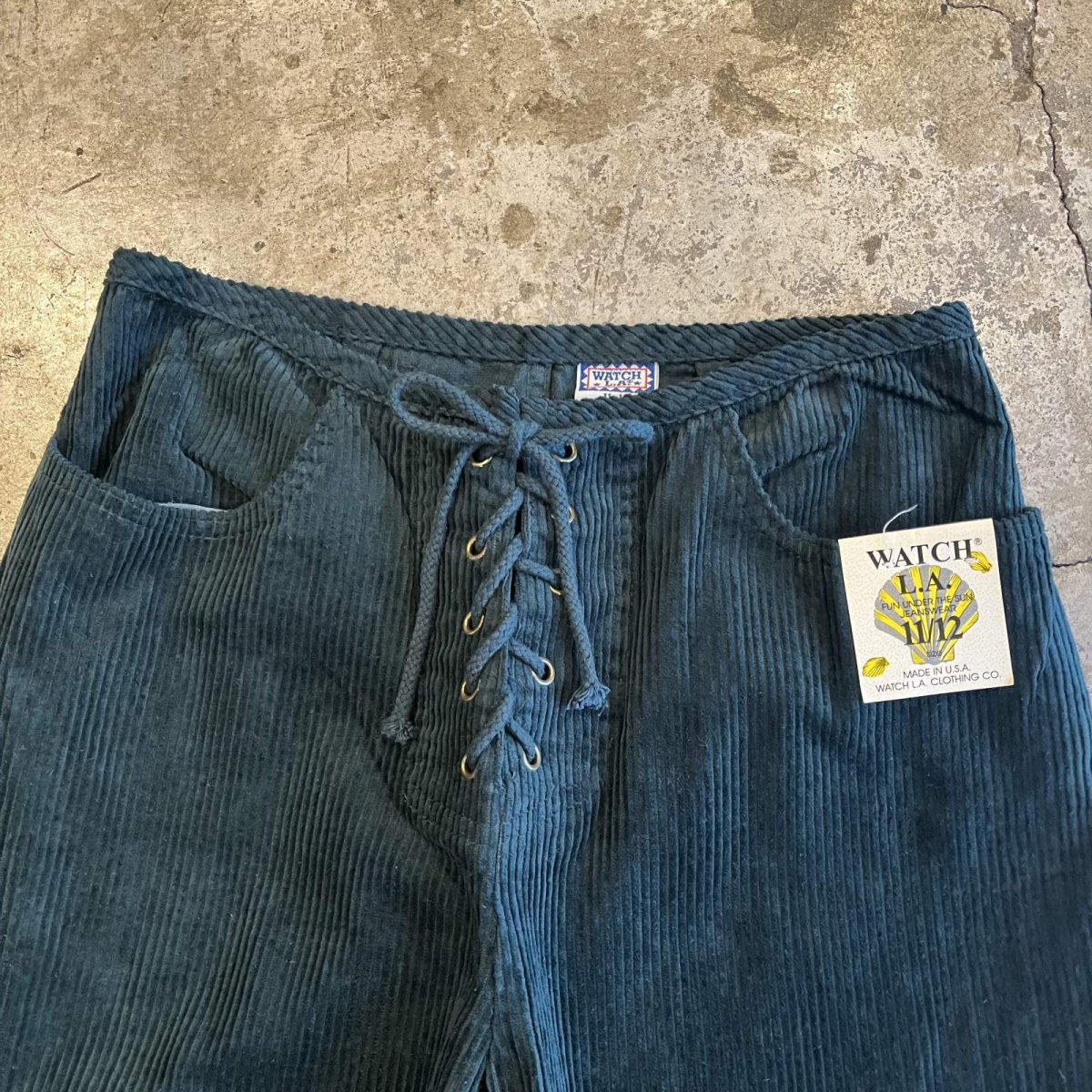 画像6: DEAD STOCK FRONT LACE UP DESIGN COLOR CORDUROY PANTS / W29~30(11~12) / MADE IN USA (6)