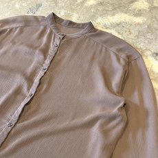 画像4: BROWN BAND COLLAR SHEER L/S SHIRT / Mens L (4)