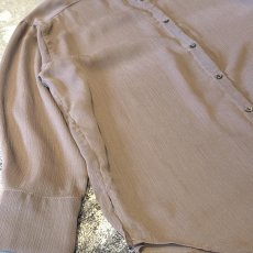 画像5: BROWN BAND COLLAR SHEER L/S SHIRT / Mens L (5)