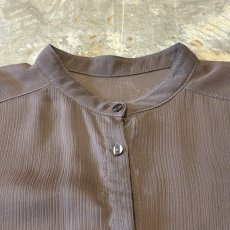 画像10: BROWN BAND COLLAR SHEER L/S SHIRT / Mens L (10)