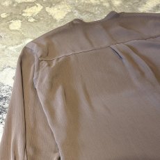 画像9: BROWN BAND COLLAR SHEER L/S SHIRT / Mens L (9)
