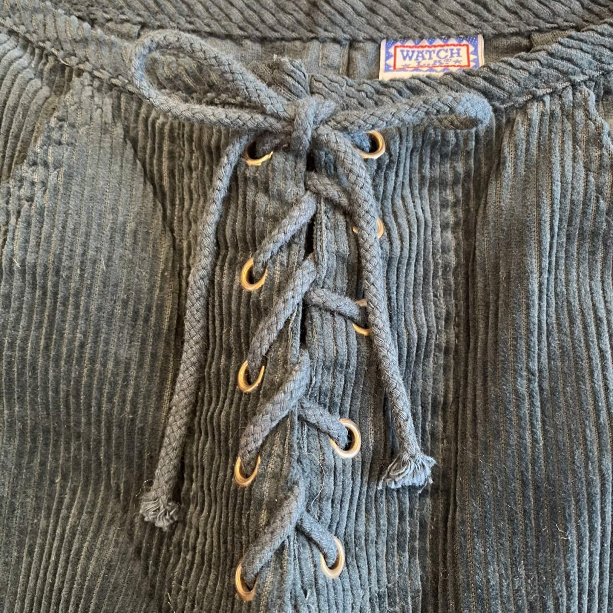画像9: DEAD STOCK FRONT LACE UP DESIGN COLOR CORDUROY PANTS / W29~30(11~12) / MADE IN USA (9)