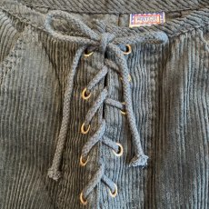 画像9: DEAD STOCK FRONT LACE UP DESIGN COLOR CORDUROY PANTS / W29~30(11~12) / MADE IN USA (9)