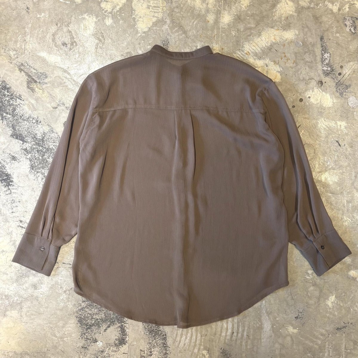 画像2: BROWN BAND COLLAR SHEER L/S SHIRT / Mens L (2)