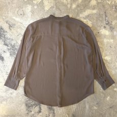 画像2: BROWN BAND COLLAR SHEER L/S SHIRT / Mens L (2)