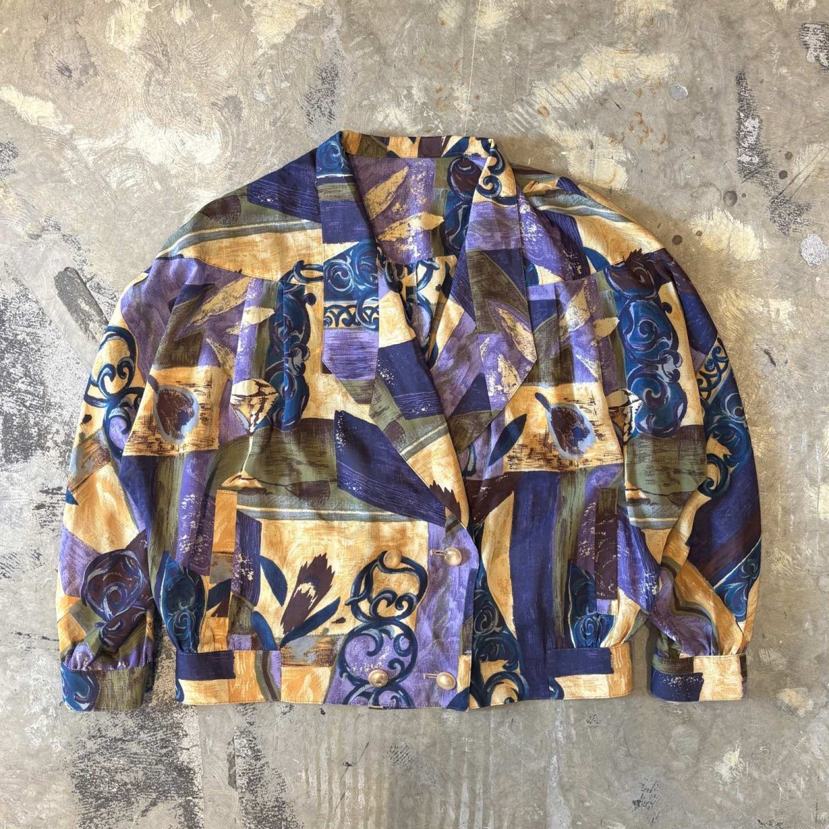 画像1: ART GRAPHIC DOUBLE BREASTED JACKET / Mens L (1)