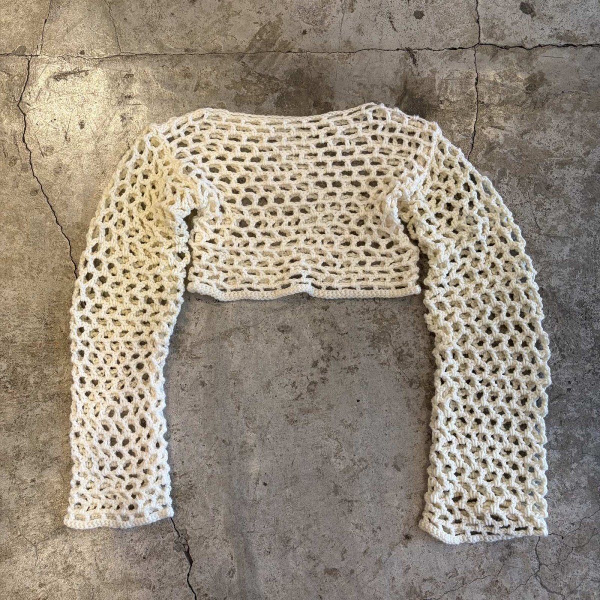 画像1: KNIT MESH DESIGN LOWGAUGE SHORT TOPS / Ladies M (1)