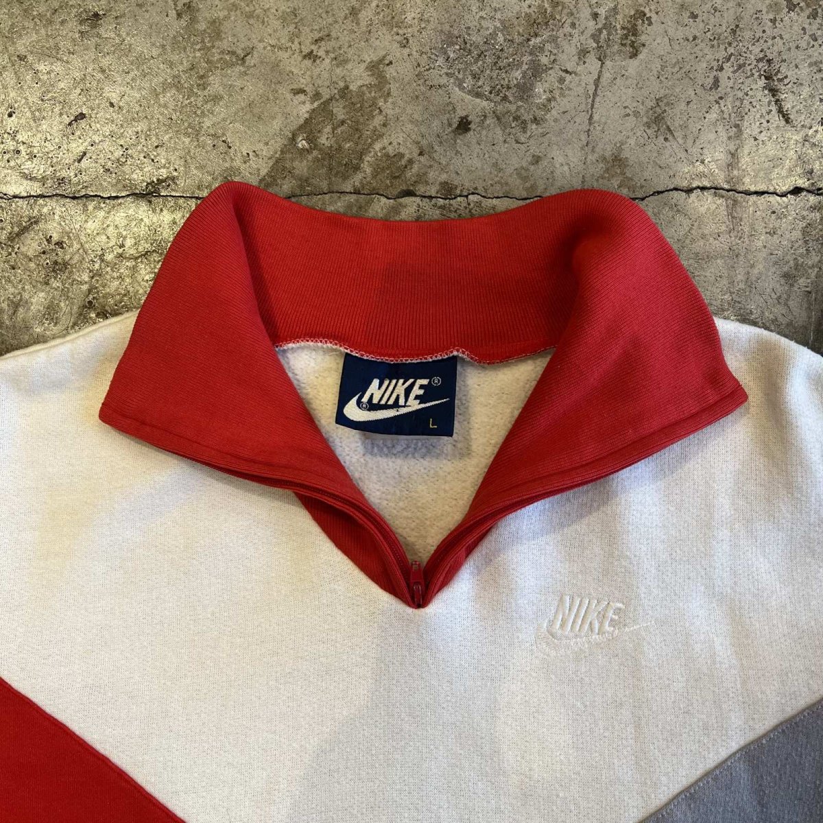 画像12: 80's【NIKE】3 COLOR DESIGN HALF ZIP SWEAT  / Ladies L (12)