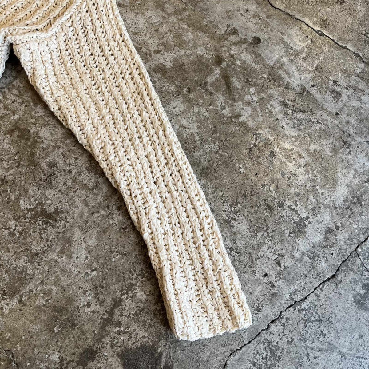 画像6: IVORY COLOR OVER DESIGN CABLE L/S KNIT TOPS / Ladies L  (6)