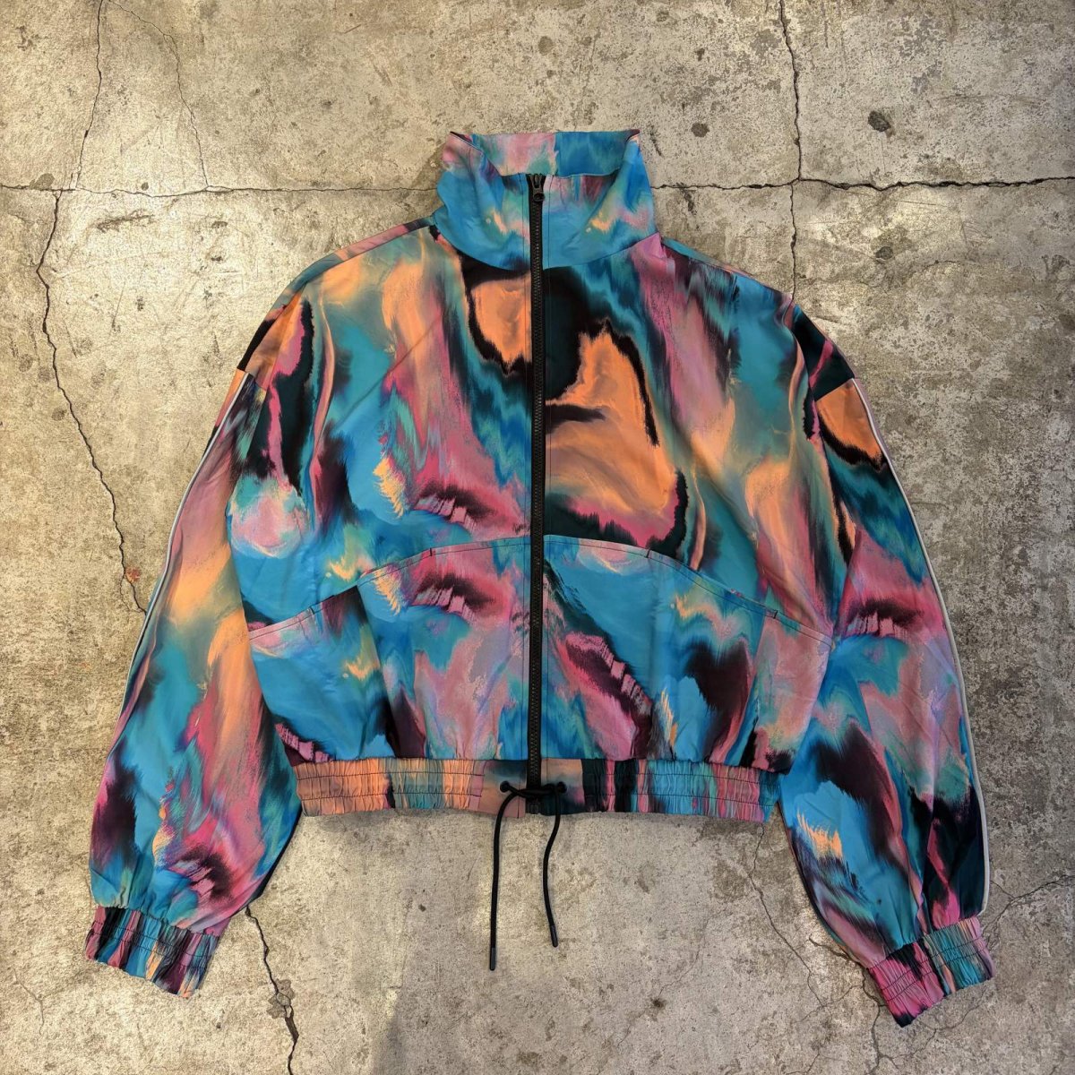 画像1: MARBLE COLOR ZIP UP HIGH NECK TRACK JACKET / Ladies M (1)