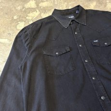 画像3: "WRANGLER" BLACK COTTON WESTERN L/S SHIRT / Mens XL (3)