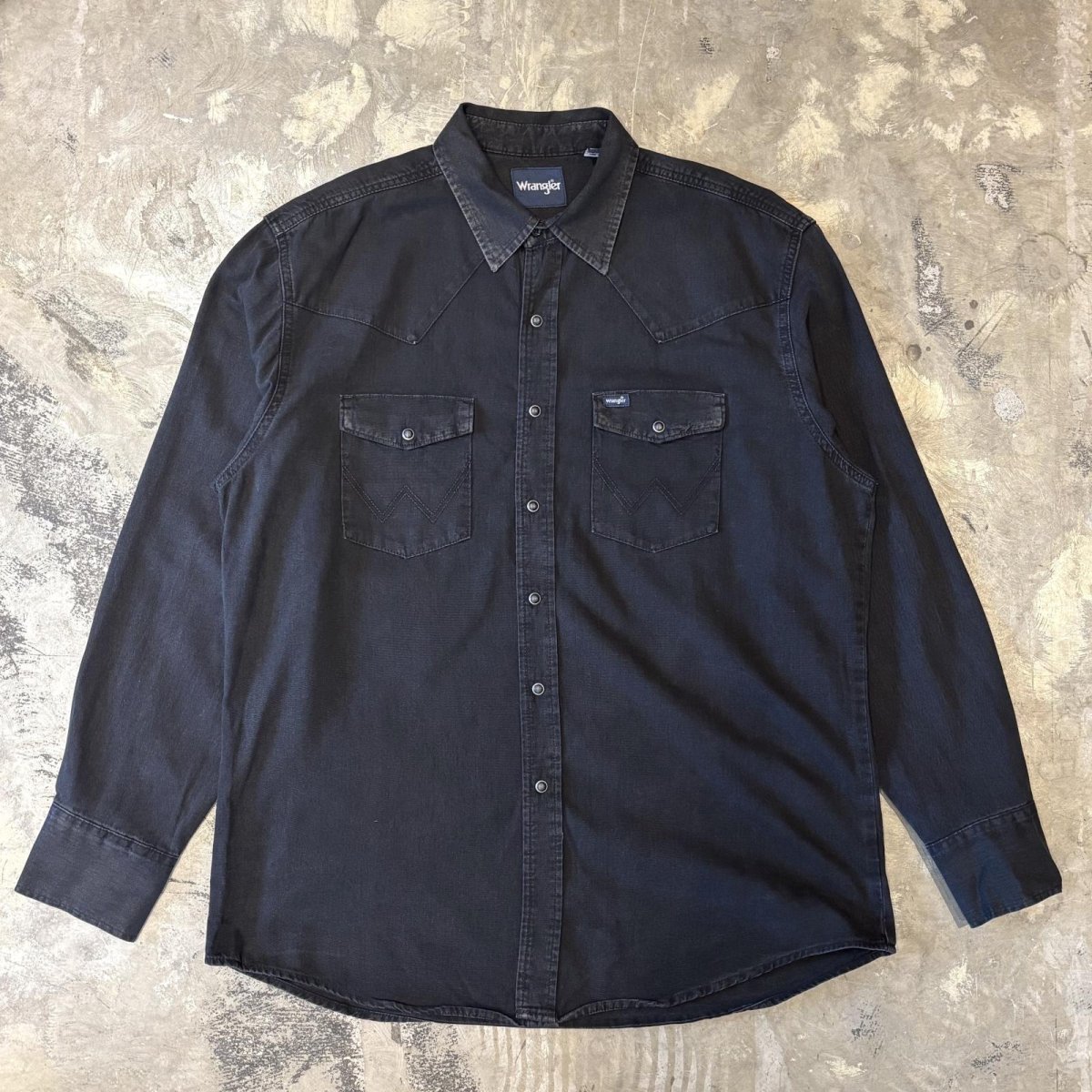画像1: "WRANGLER" BLACK COTTON WESTERN L/S SHIRT / Mens XL (1)