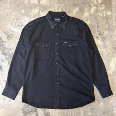 画像1: "WRANGLER" BLACK COTTON WESTERN L/S SHIRT / Mens XL (1)
