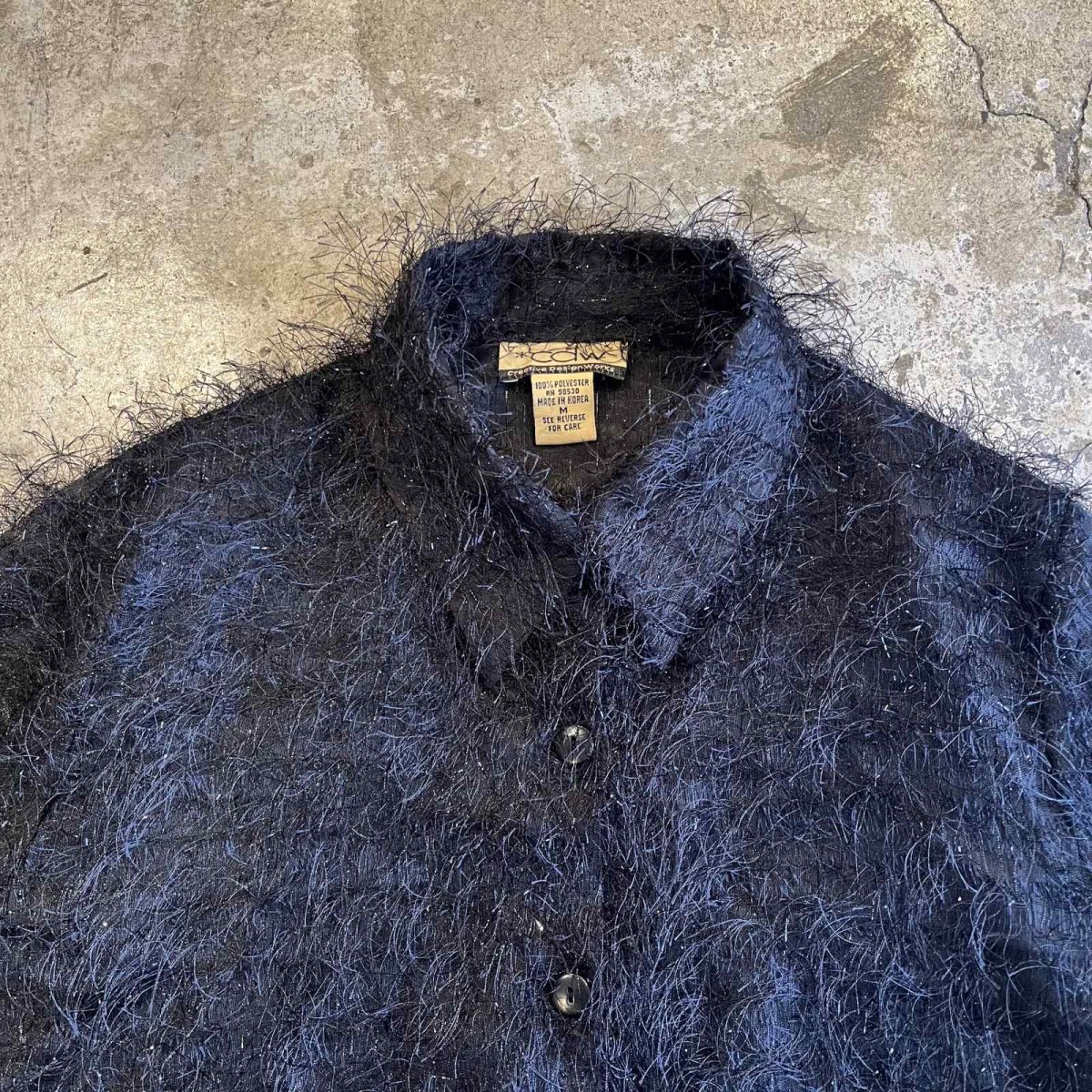 画像7: ALL OVER FINE FRINGE DESIGN SHEER L/S SHIRT / Ladies L(M) (7)