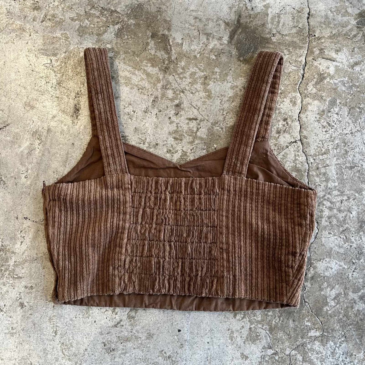 画像2: BROWN COLOR CORDUROY DESIGN BUSTIER / Ladies M (2)