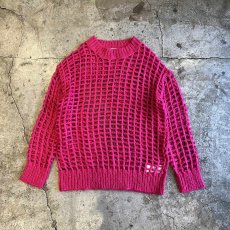 画像1: MESH DESIGN PINK COLOR OVER LOWGAUGE KNIT TOPS / Ladies L(S) (1)