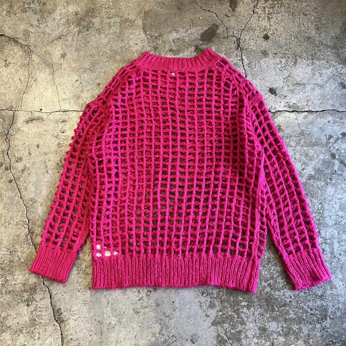 画像2: MESH DESIGN PINK COLOR OVER LOWGAUGE KNIT TOPS / Ladies L(S) (2)