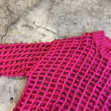 画像10: MESH DESIGN PINK COLOR OVER LOWGAUGE KNIT TOPS / Ladies L(S) (10)