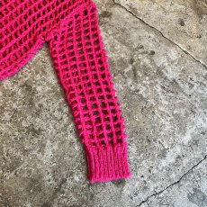画像7: MESH DESIGN PINK COLOR OVER LOWGAUGE KNIT TOPS / Ladies L(S) (7)