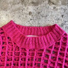 画像9: MESH DESIGN PINK COLOR OVER LOWGAUGE KNIT TOPS / Ladies L(S) (9)
