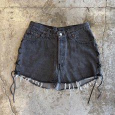 画像1: 【LEVI'S】SIDE LECE UP CUT OFF DESIGN BLACK COLOR SKIRT / W29 / MADE IN USA (1)