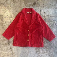 画像1: RED COLOR CORDUROY DESIGN JACKET / Ladies L (1)