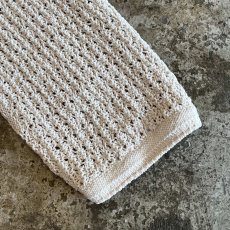 画像6: KEY HOLE NECK POINT LINE DESIGN CROCHET PATTERN KNIT SWEATER / Ladies L  (6)