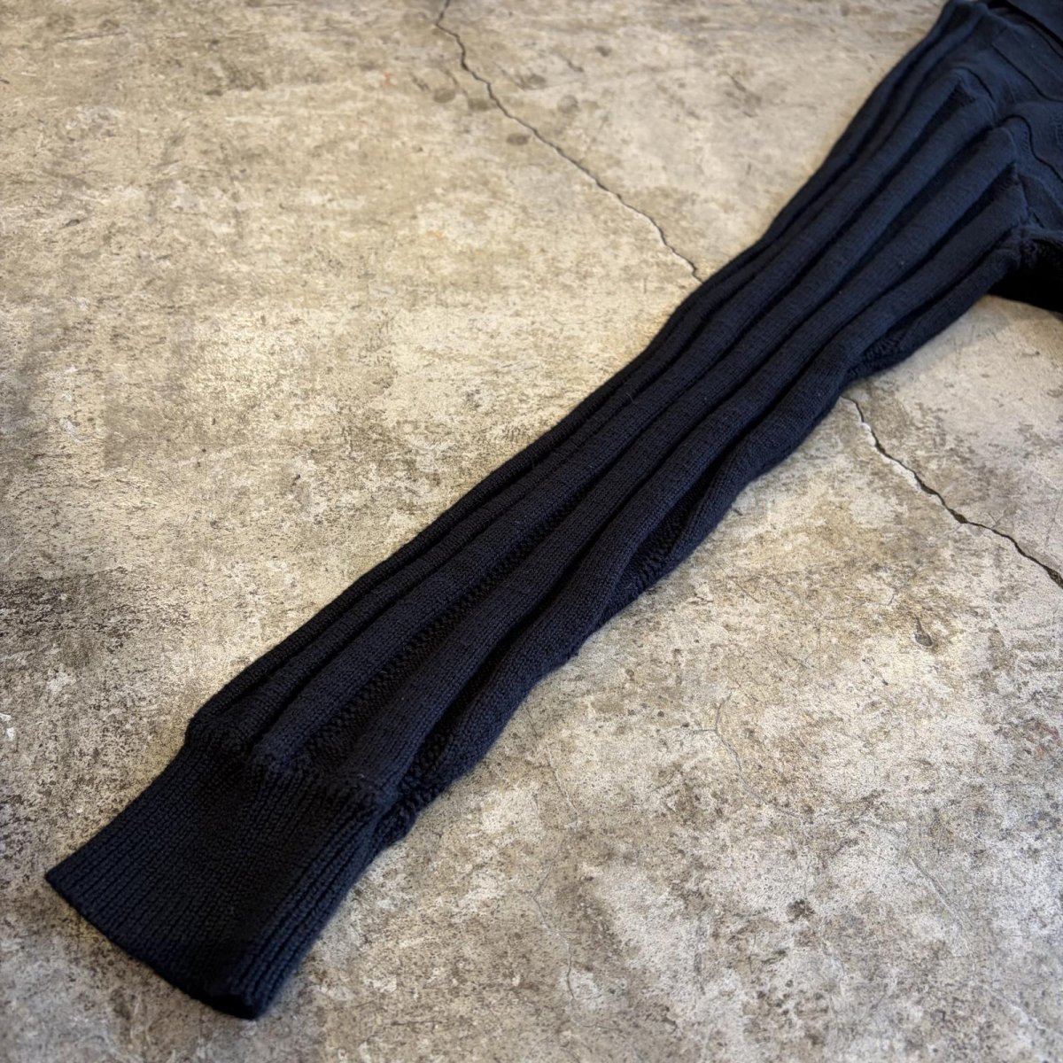 画像4: BLACK COLOR WIDE RIBBED KNIT POLO SWEATER / Ladies L  (4)