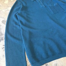 画像5: TURQUOISE MONOTONE COLOR POLO L/S SHIRT / Mens M(L) (5)