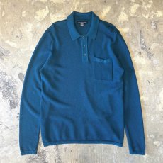 画像1: TURQUOISE MONOTONE COLOR POLO L/S SHIRT / Mens M(L) (1)