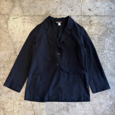 画像1: BLACK COLOR SINGLE EASY TAILORED JACKET / Ladies L (1)