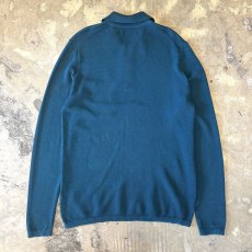 画像2: TURQUOISE MONOTONE COLOR POLO L/S SHIRT / Mens M(L) (2)