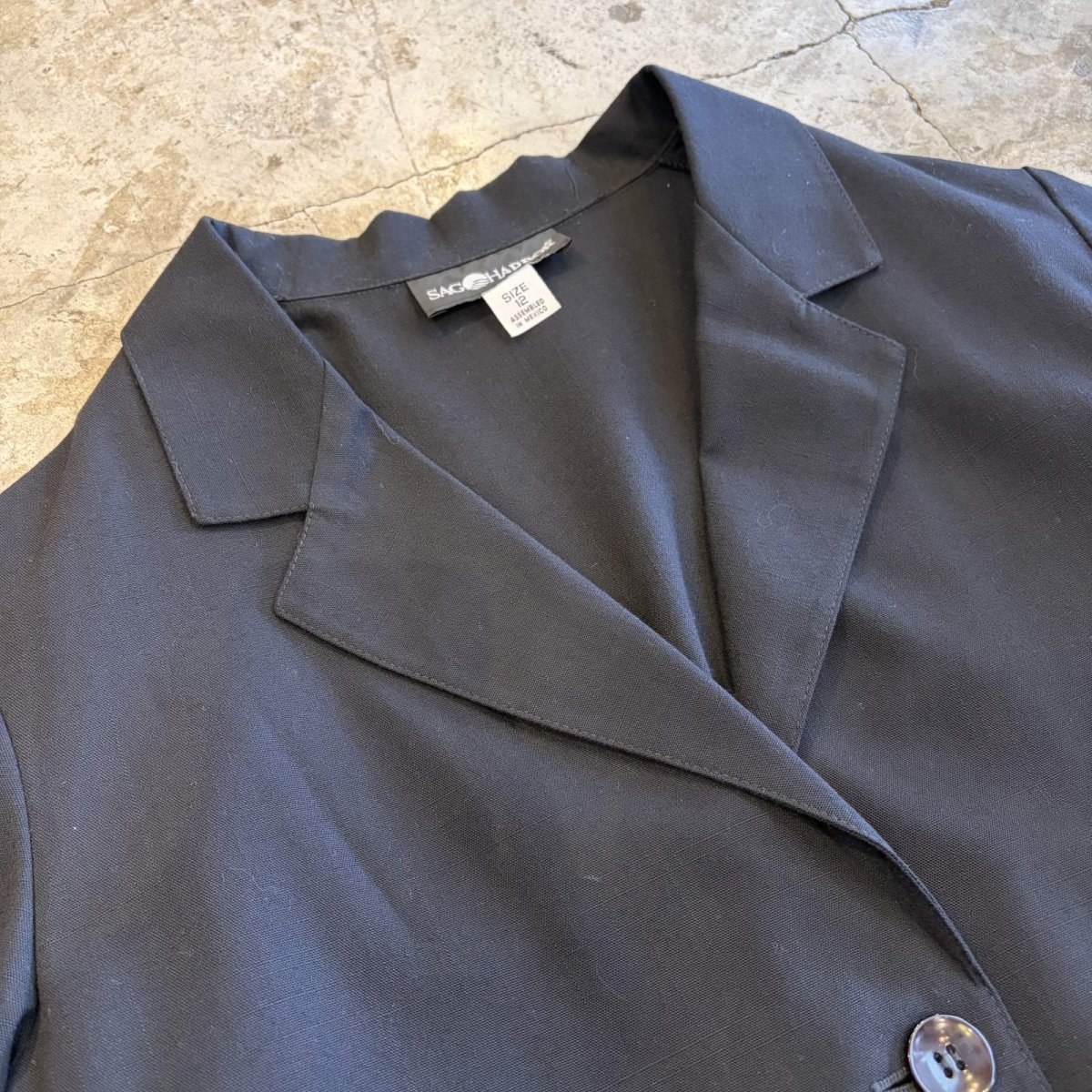 画像3: BLACK COLOR SINGLE EASY TAILORED JACKET / Ladies L (3)