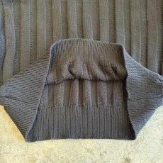画像5: BLACK COLOR WIDE RIBBED KNIT POLO SWEATER / Ladies L  (5)