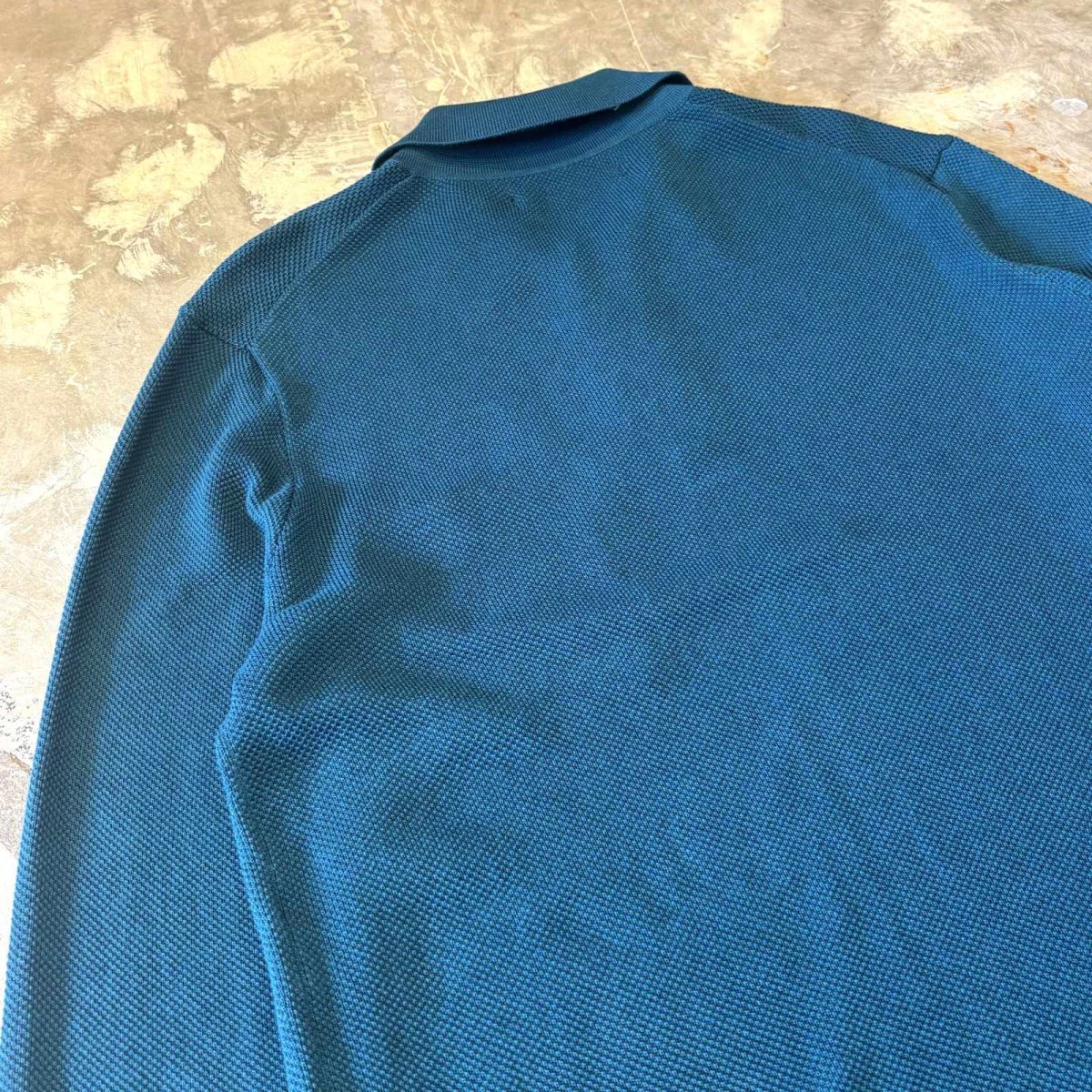 画像9: TURQUOISE MONOTONE COLOR POLO L/S SHIRT / Mens M(L) (9)