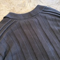画像8: BLACK COLOR WIDE RIBBED KNIT POLO SWEATER / Ladies L  (8)