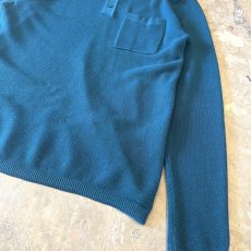 画像6: TURQUOISE MONOTONE COLOR POLO L/S SHIRT / Mens M(L) (6)