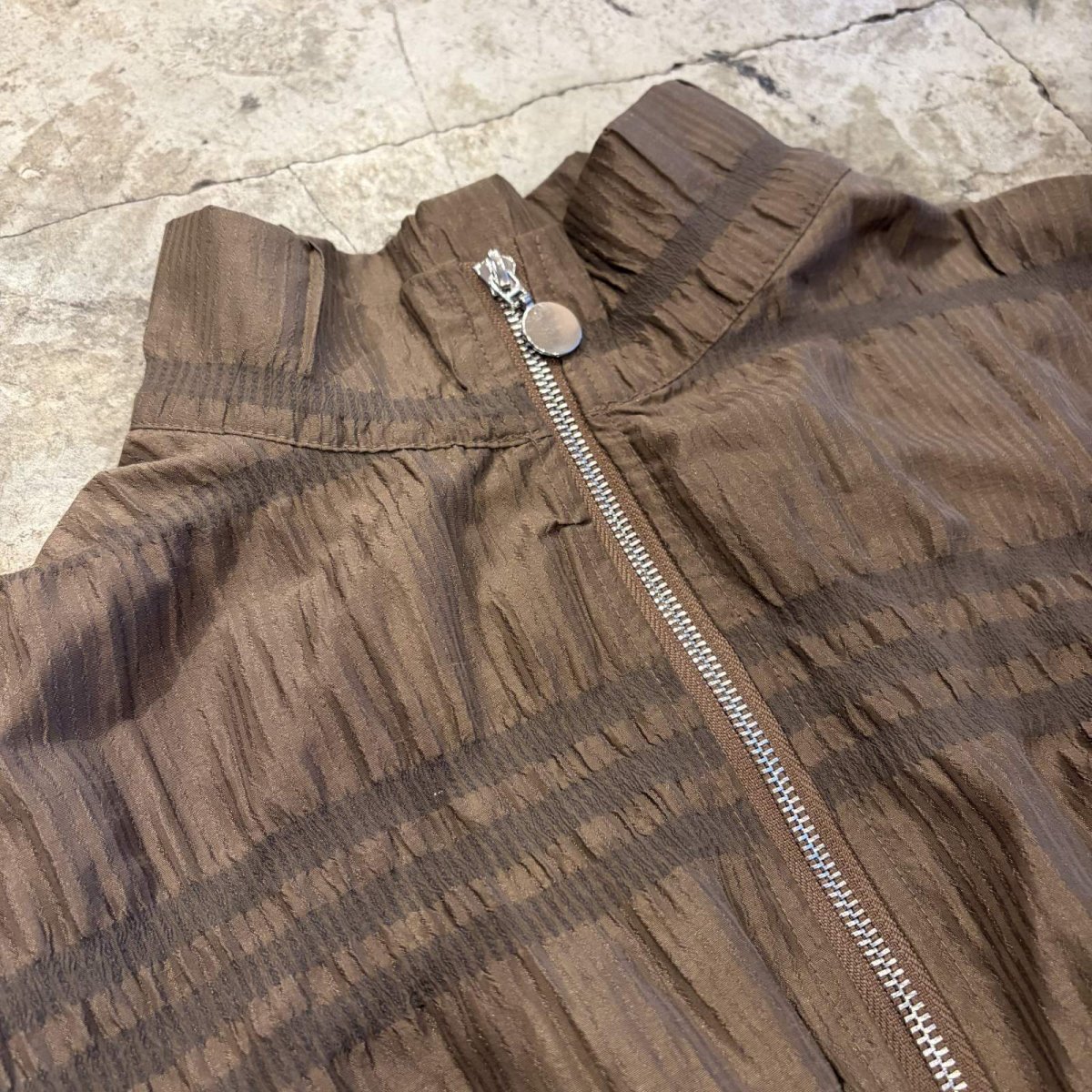 画像3: SHIRRING DESIGN STAND COLLAR CROPPED ZIP UP JACKET / Ladies M (3)