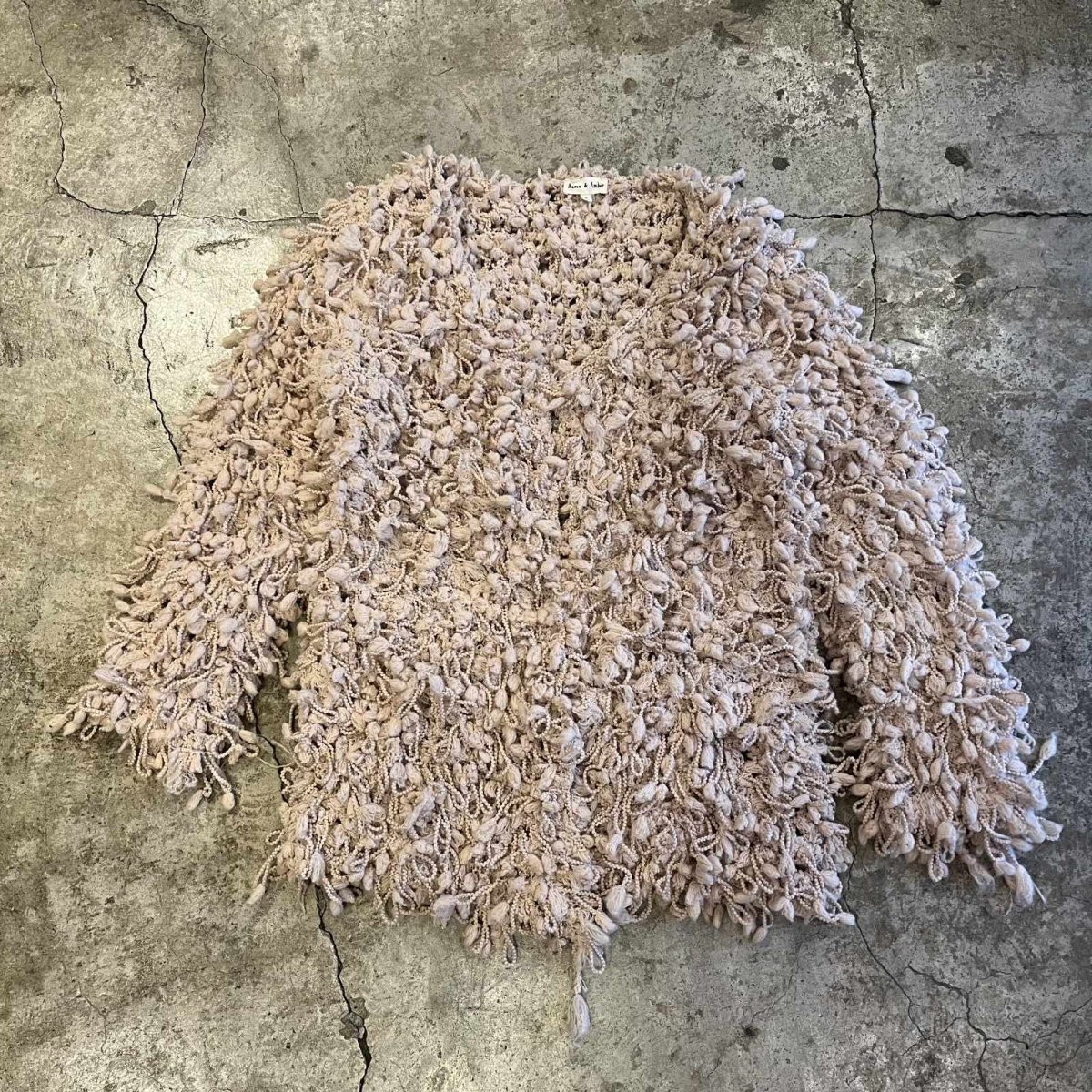 画像1: ALL OVER LOOP FRINGE EMBROIDERY 1 HOOK DESIGN KNIT CARDIGAN / Ladies L(S) (1)