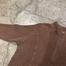 画像10: BROWN COLOR HALF ZIP DESIGN WAFFLE STAND COLLAR L/S TOPS / Ladies XL(2XL) (10)