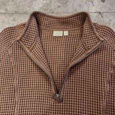 画像9: BROWN COLOR HALF ZIP DESIGN WAFFLE STAND COLLAR L/S TOPS / Ladies XL(2XL) (9)