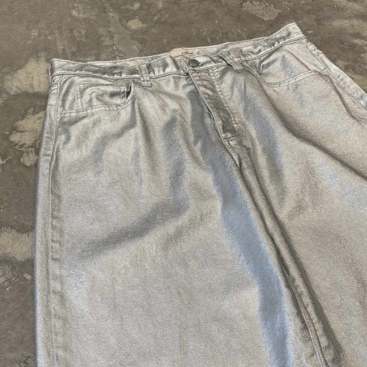 画像3: LUSTER SILVER COLOR WIDE SILHOUETTE PANTS / W33 (3)