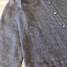 画像5: CHARCOAL NO COLLAR LINEN JACKET / Mens L (5)